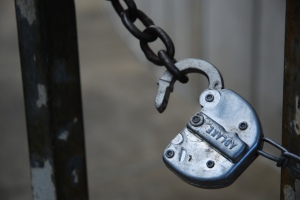 Photo of an unlocked gate padlock